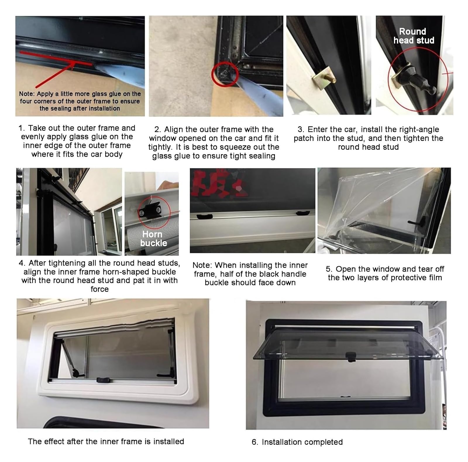 Dachausstiegsfenster Wohnmobilfenster, Wohnwagen-Seitenfenster Mit Verdunkelungsvorhängen, Klappbares Schaufenster for Lastenanhänger, Wohnmobilreisen, Lastentransporter(1300x550mm)