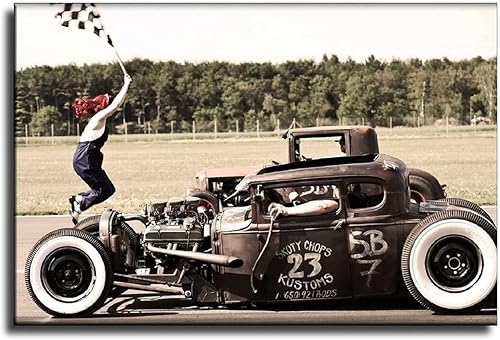 Miniatura 8 de Póster de carreras de Hot Rod Drag Racing, lienzo decorativo para pared, para sala de estar, dormitorio, decoración del hogar, impresiones de 20 x