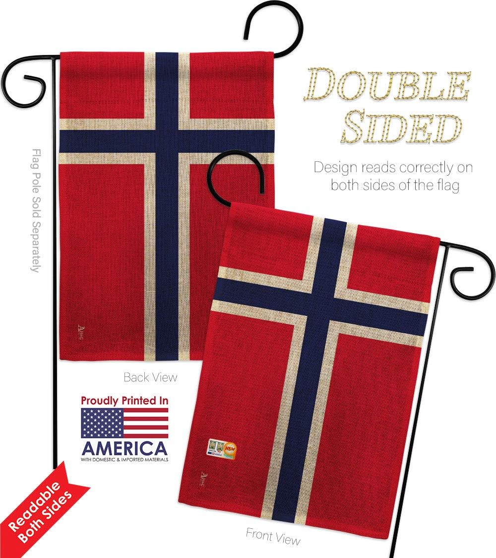 Norway Burlap Garden Flag Set Wall Hanger Regional Nationality Nation International World Country Particular Area Small Decorative Gift Yard House Banner Double-Sided Made In USA 13 X 18.5