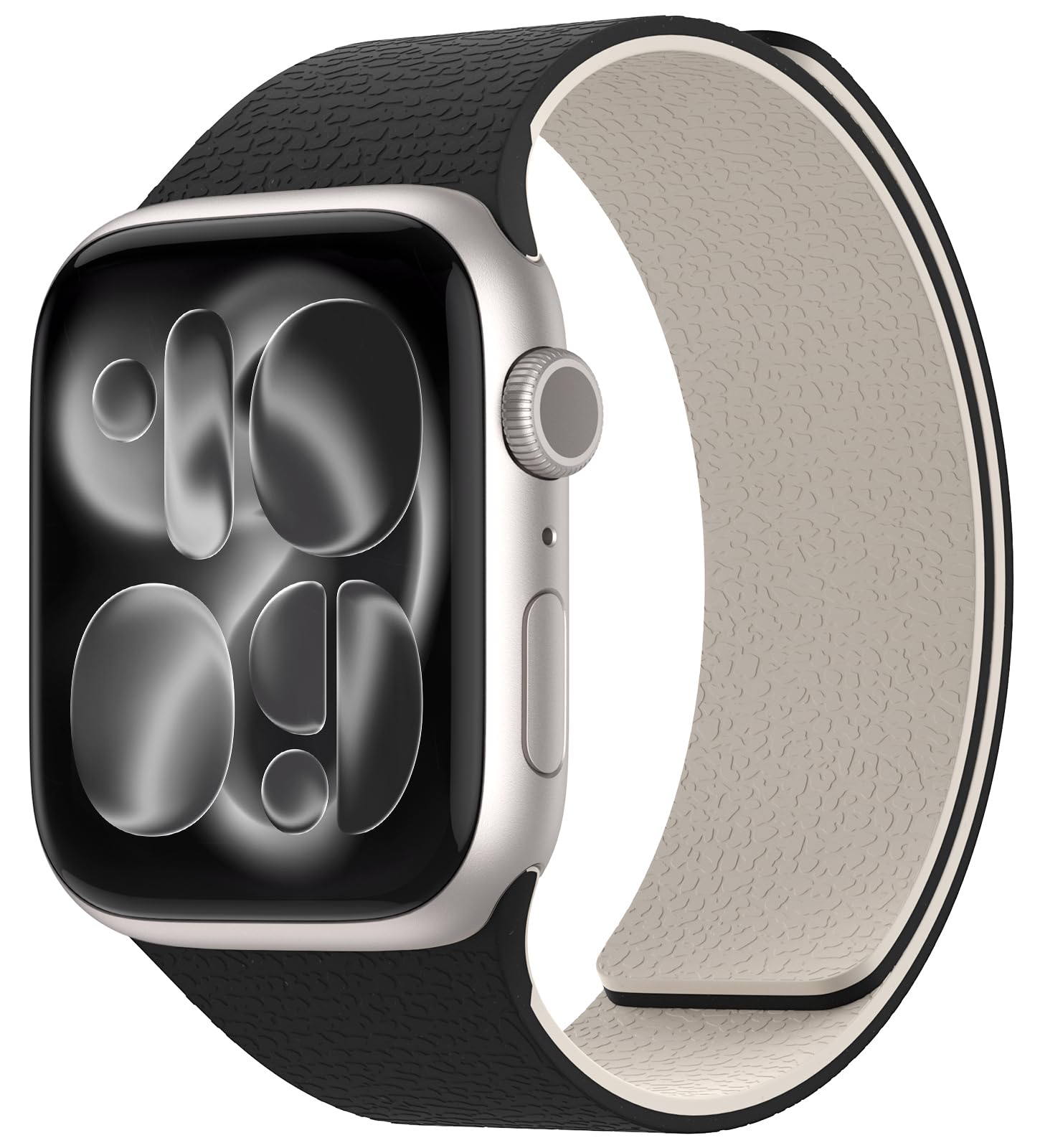 Nereides Compatible with Apple Watch Straps 42mm 41mm 40mm 38mm, Soft Magnetic Silicone Replacement Band for iWatch Series 11 10 9 8 7 6 5 4 SE SE2 SE3 3 2 1 (Black+Orange) — view 15