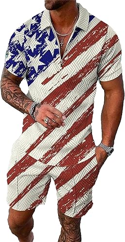 Miniatura 26 de Conjunto deportivo de 2 piezas para hombre, conjunto de pantalones cortos de verano de moda, camiseta polo casual de manga corta y pantalones cortos