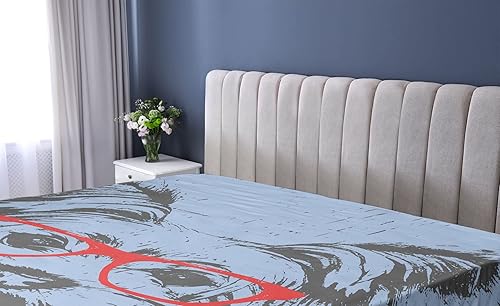 Miniatura 114 de Ambesonne - Sábana bajera ajustable multicolor, en colores y tres tamaños Azul y gris,Verde Militar Sage Green,Ámbar beige,Negro Grey White,Azul