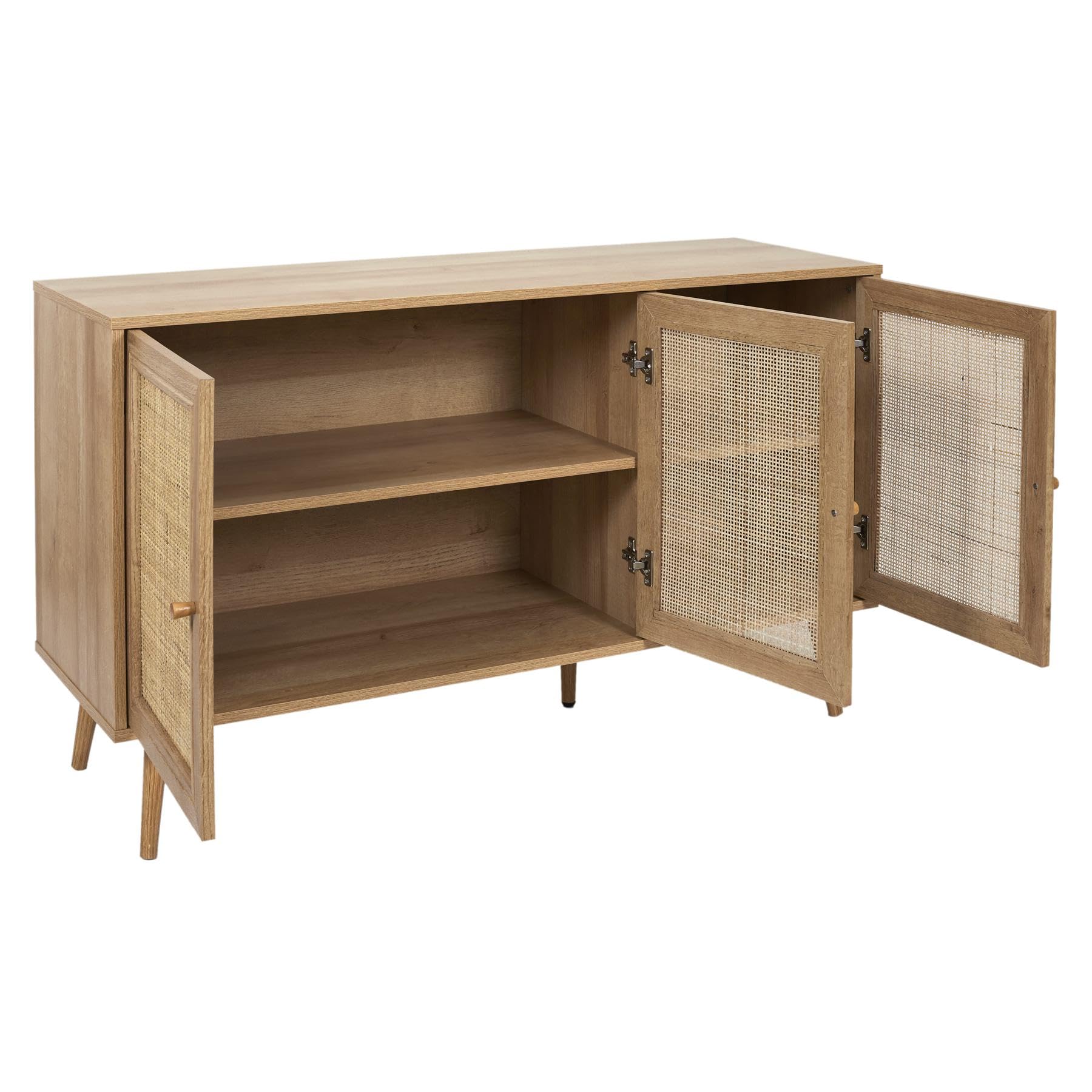 HOME DECO FACTORY - HD7454 Aparador 3 Puertas de Madera - Estilo Bali - Almacenamiento Elegante para Salón o Comedor - para tu Hogar - Acabado Beige Oro Crema | Aparador de madera de 3 puertas estilo Bali - Mueble de almacenamiento resistente para sala de
