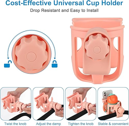 Miniatura 5 de Accmor Portavasos 2 en 1 para cochecito con soporte para teléfono, portavasos para bicicleta, soporte universal para teléfono para cochecito,