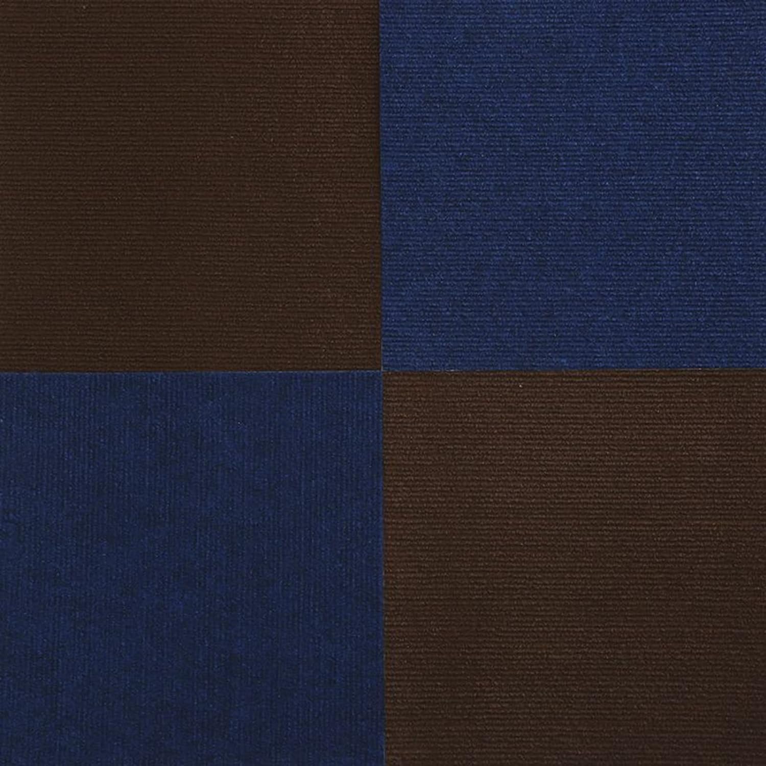 Self Adhesive Carpet Tiles 20pcs Indoor Self Adhesive Carpet Tiles,Peel and Stick Carpet,Double Color,Seamless Stitching Floor Mats 50 * 50cm(Dark Coffee+Dark Blue)