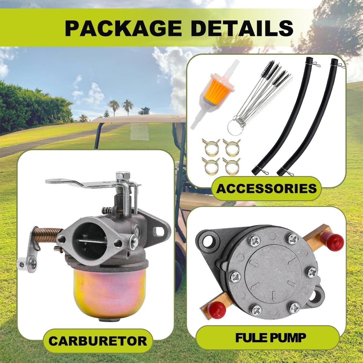 Carburetor Fit for EZGO Golf Cart Gas Club Car 1989 1990 1991 1992 1993 2-Cycle Stroke Engines TXT Marathon 17563 17564 14031-G1 20071-G1 2-Stroke Engine with 24233G1 Fuel Pump