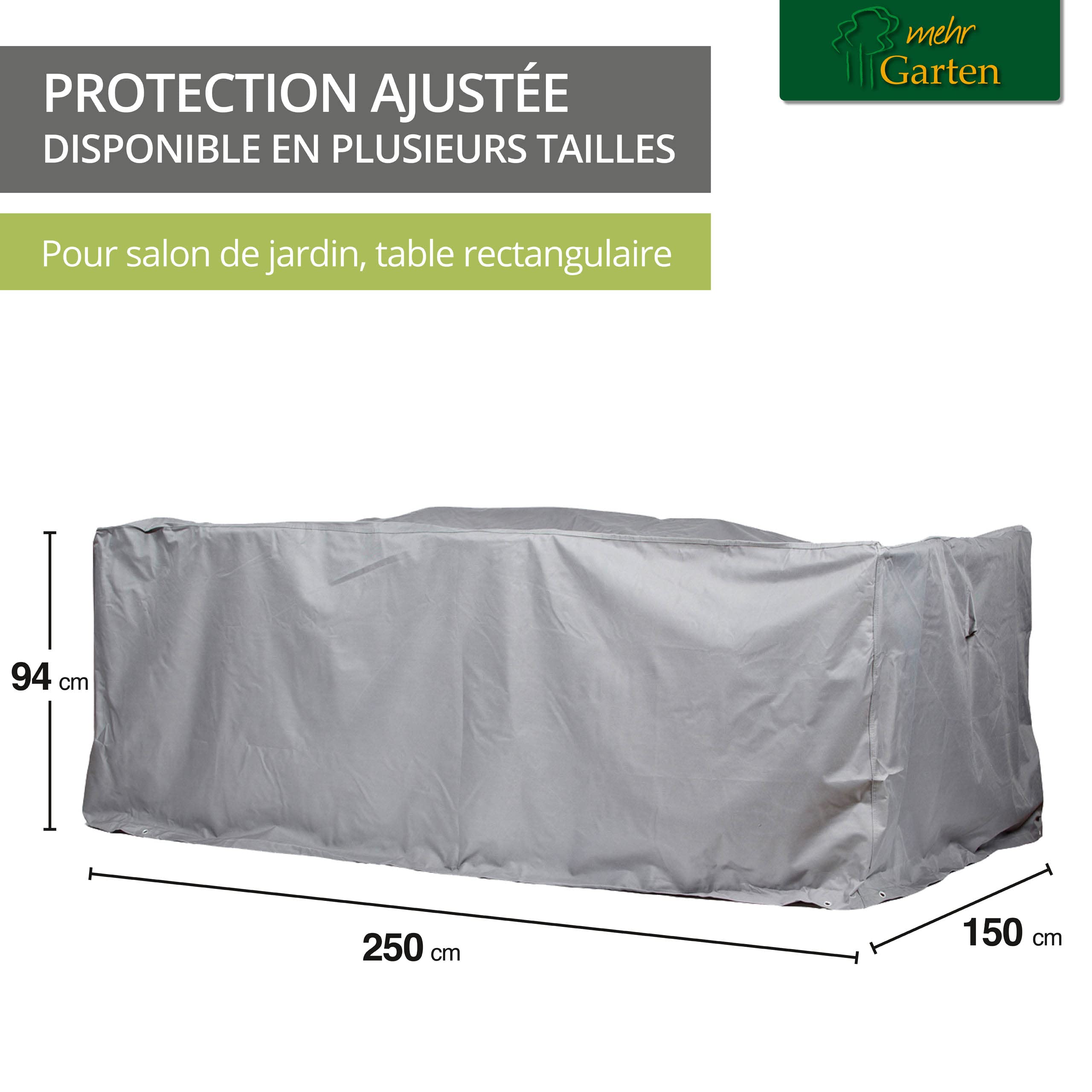 Housse salon de jardin rectangulaire 250x150x94 cm