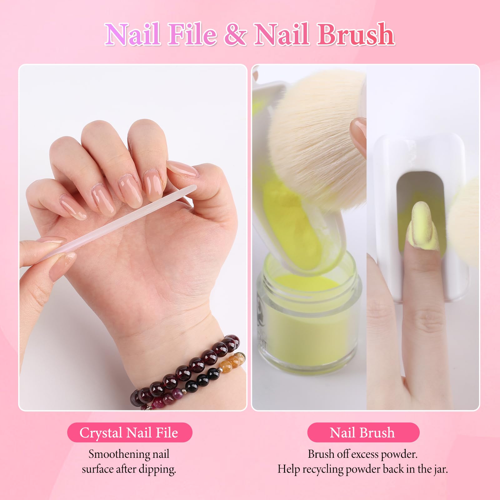 Dip-Pulver-Recycling-Tablettt, tragbares Nagelpulver-Tablettt, Set mit Nagelstaubpinsel, Glas-Nagelfeile, französische Nagelkunst-Maniküre, unverzichtbares Werkzeug, Make-up-Werkzeug