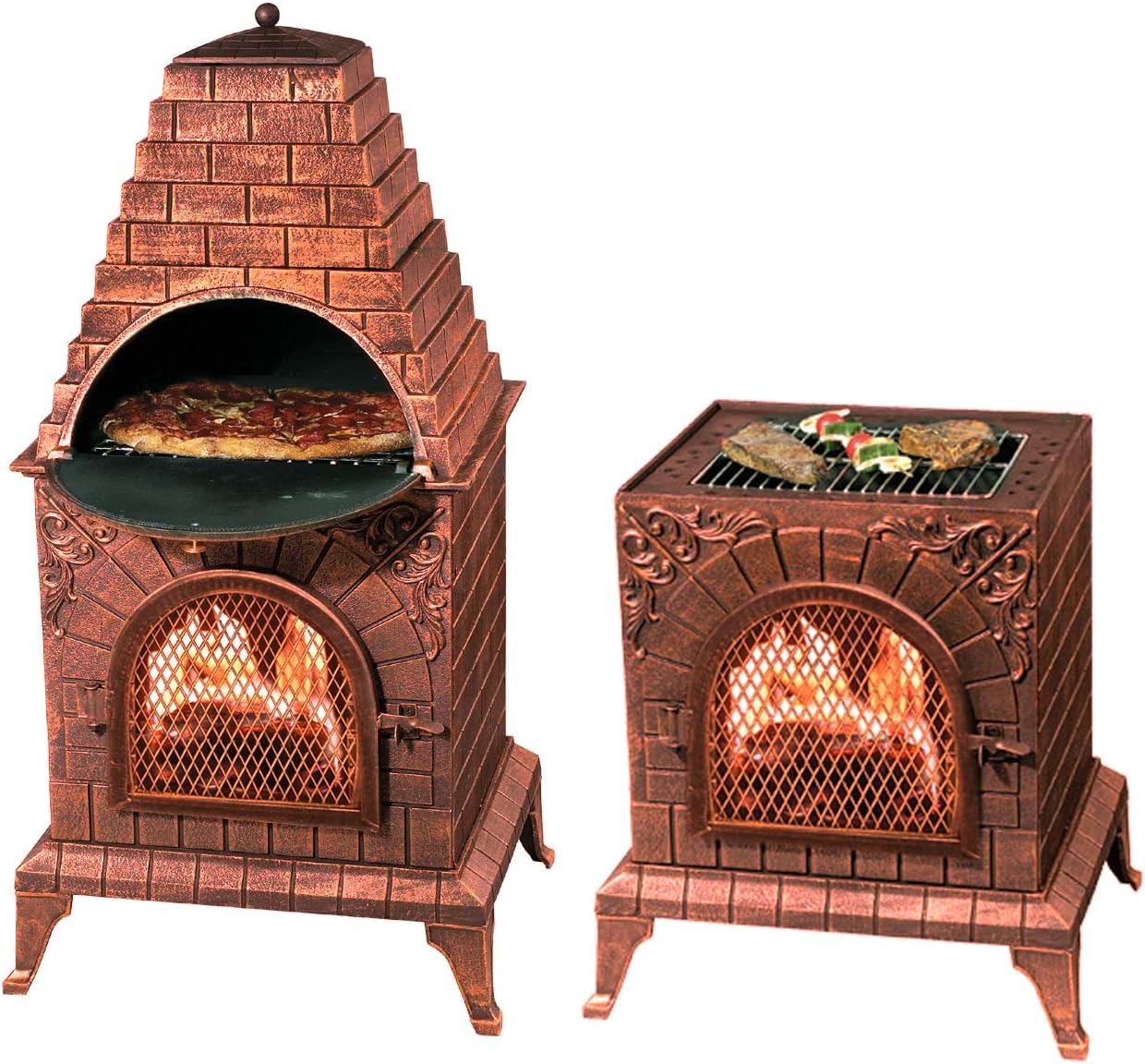 Deeco DM-0039-IA-C Aztec Allure Cast Iron Pizza Oven Chiminea