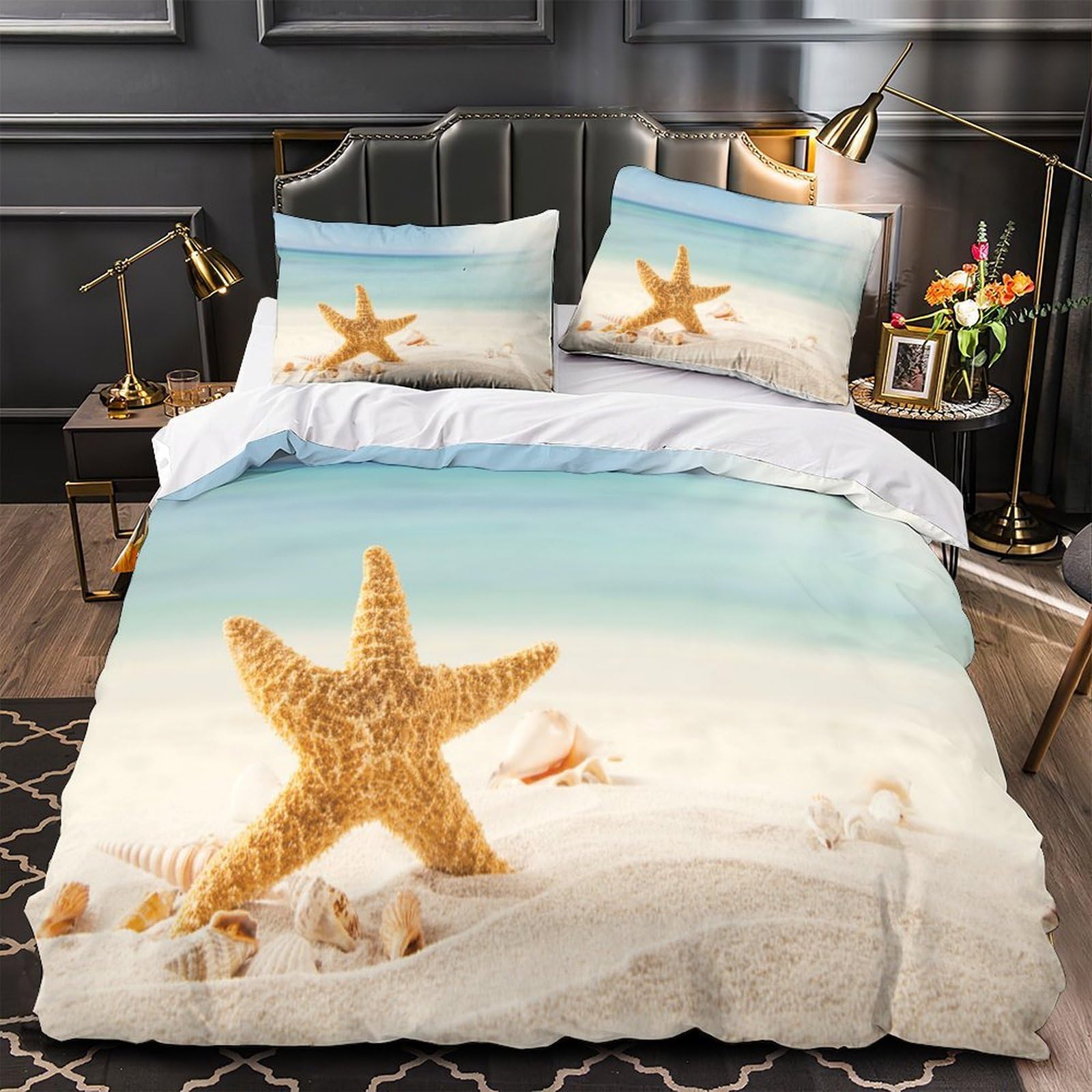 Parure de lit coquillages housse de couette 3D marine 200x200cm