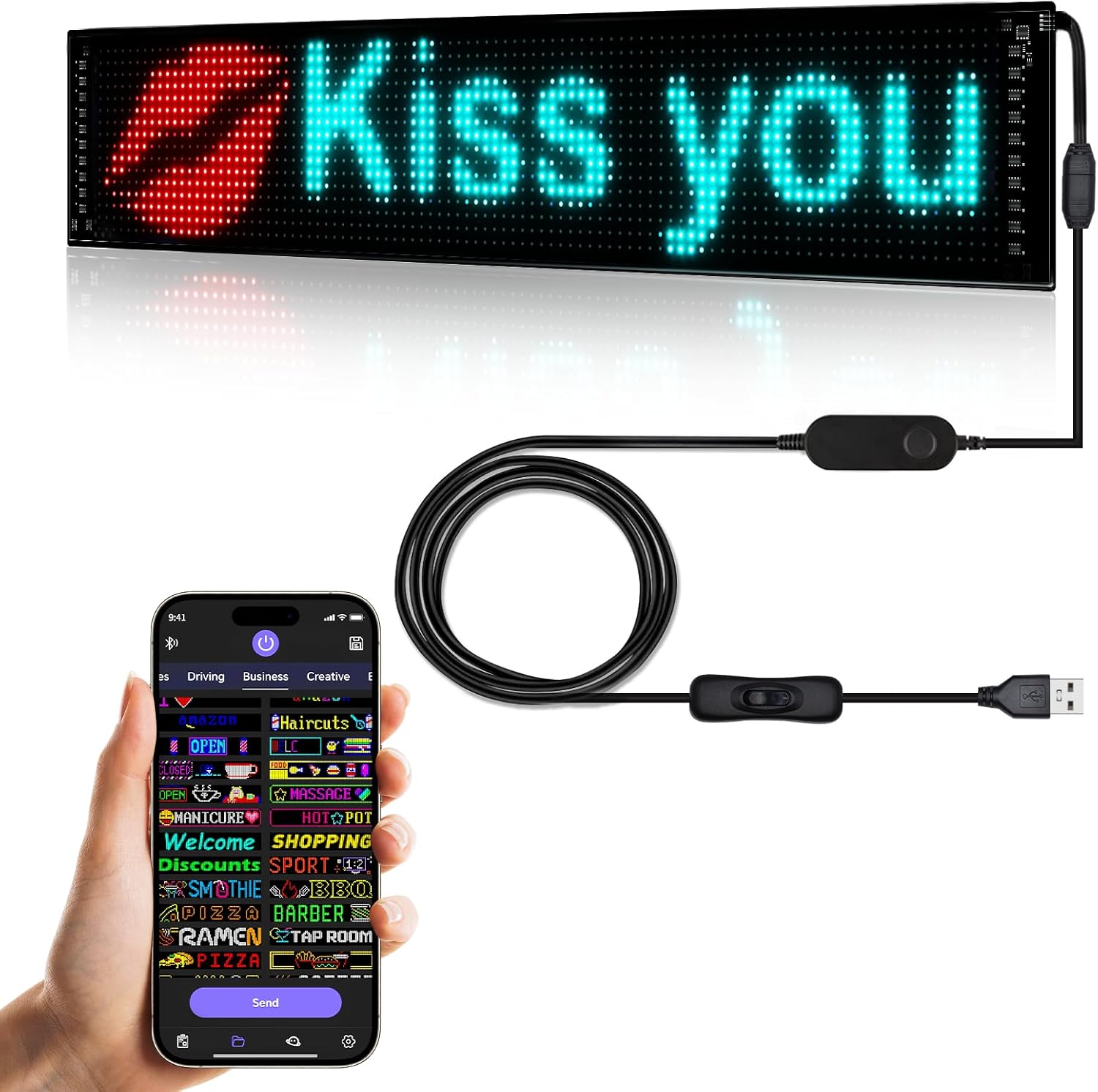 LED Eyes for Truck| Devil Eyes Light for Cars | Flexible Scrolling Programmable LED Signs | Can Edit Text/Graffiti/Animations