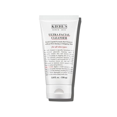 Kiehl's Ultra Facial Cleanser, Lightweight Foamy Facial Cleanser, Enriched Formula that Replenishes Skin Barrier, Gently Exfoliates and Moisturizes, Suitable for All Skin Types, Paraben Free - 5 Fl Oz / 150 ml