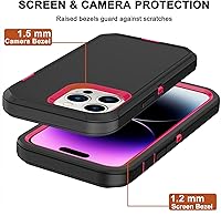 Vista 5 de Funda para iPhone 14 Pro Max (6.7 pulgadas) con funda de clip para cinturón, 2 protectores de pantalla, resistente grado militar, cuerpo completo, a