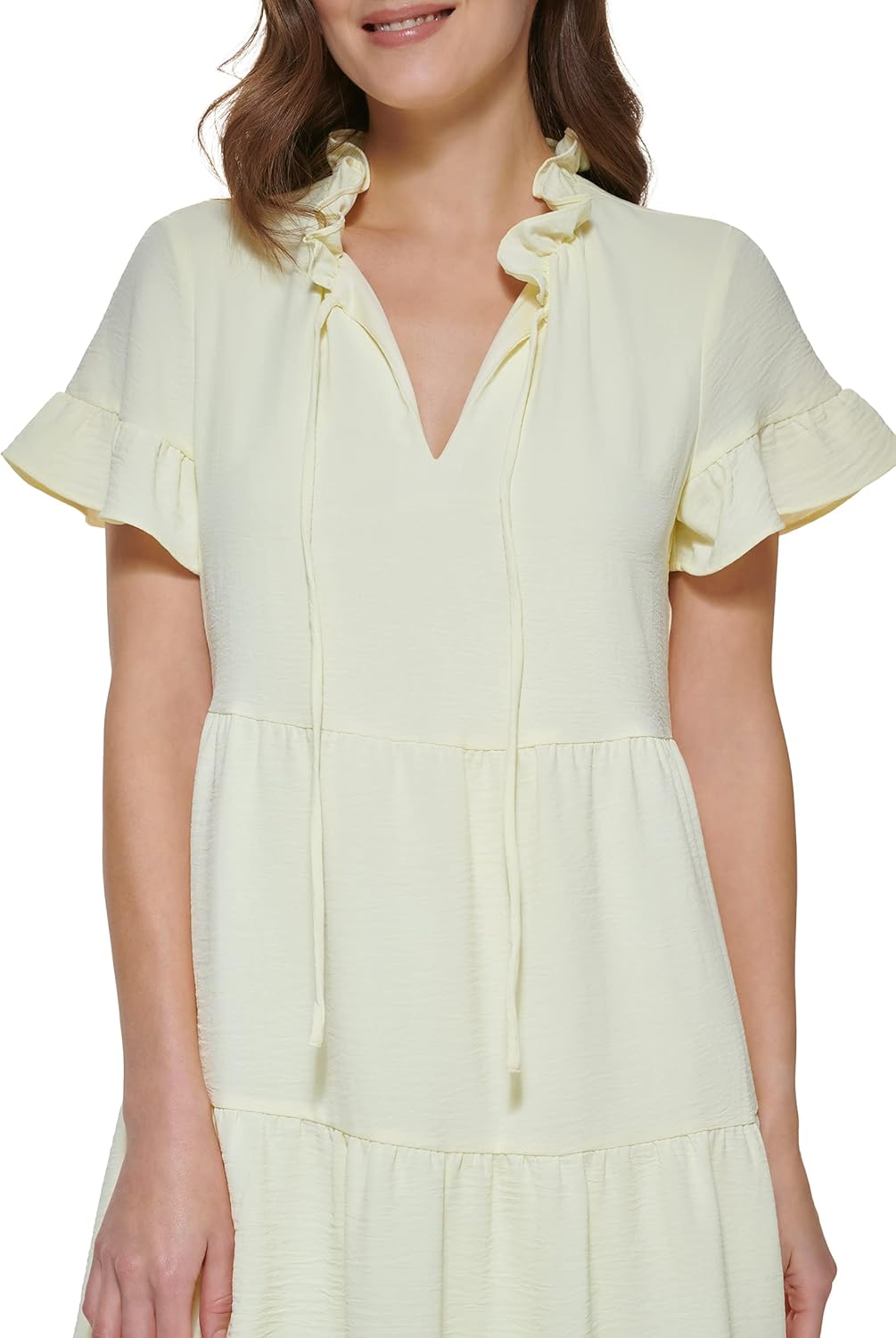 DKNY womens Short Sleeve Tie Neck Dress - Image 2