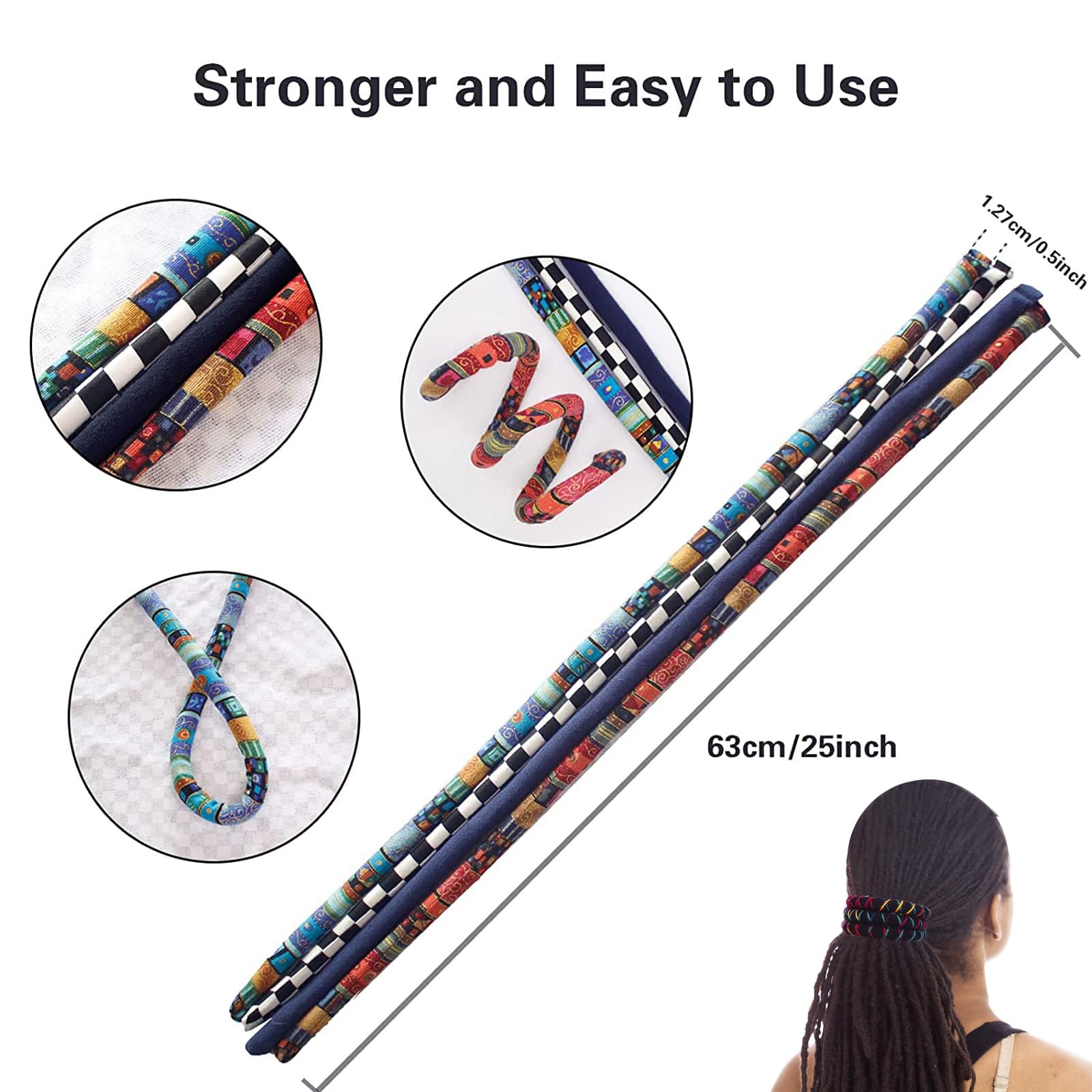 Spiral Lock Hair Tie Dreadlock Accessory Bendable Hair Ties for Women and Men Ponytail Holders Colorful Dreadlock Hair Tie Long Dreads Thick Curly Hair Holder (Forest) - Image 2