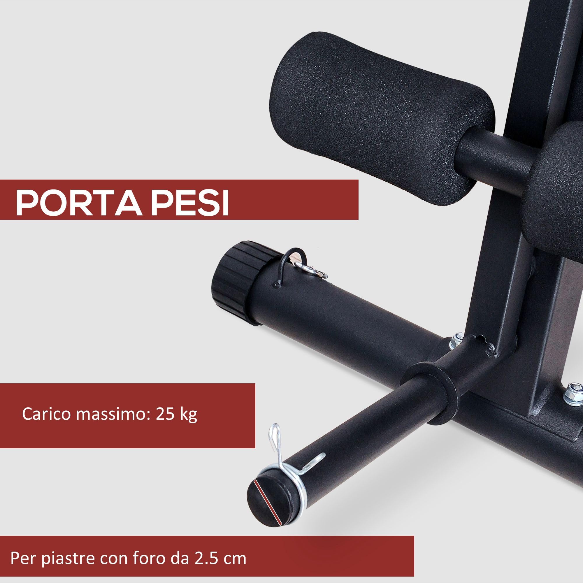 HOMCOM Panca Palestra Pieghevole, Panca Addominali Multifunzione Inclinabile con Schienale Regolabile a 7 Livelli, Macchina Leg Extension, Cuscinetto, Banda di Resistenza, per Allenamento Casa