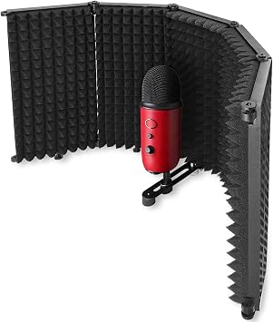 Mic Isolation Shield - Portable Studio Acoustic Sound Shield with Absorbing Foam for Microphone, Reflection Filter for Home Voice Studio 5 Panels YOUSHARES