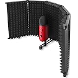 Mic Isolation Shield - Portable Studio Acoustic Sound Shield with Absorbing Foam for Microphone, Reflection Filter for Home Voice Studio (5 Panels) YOUSHARES