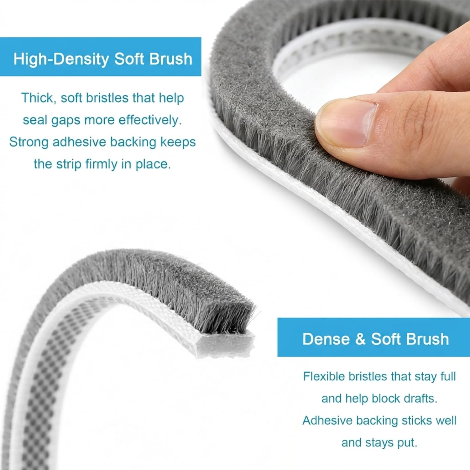 39FT Weather Stripping Door and Window Seal, Self-Adhesive Soundproofing Seal Strip, 0.35" Wide x 0.2" Thick, Draft Stopper for Doors & Windows (Grey, 39.4FT, 0.35'' Wide X 0.35'' Thick)