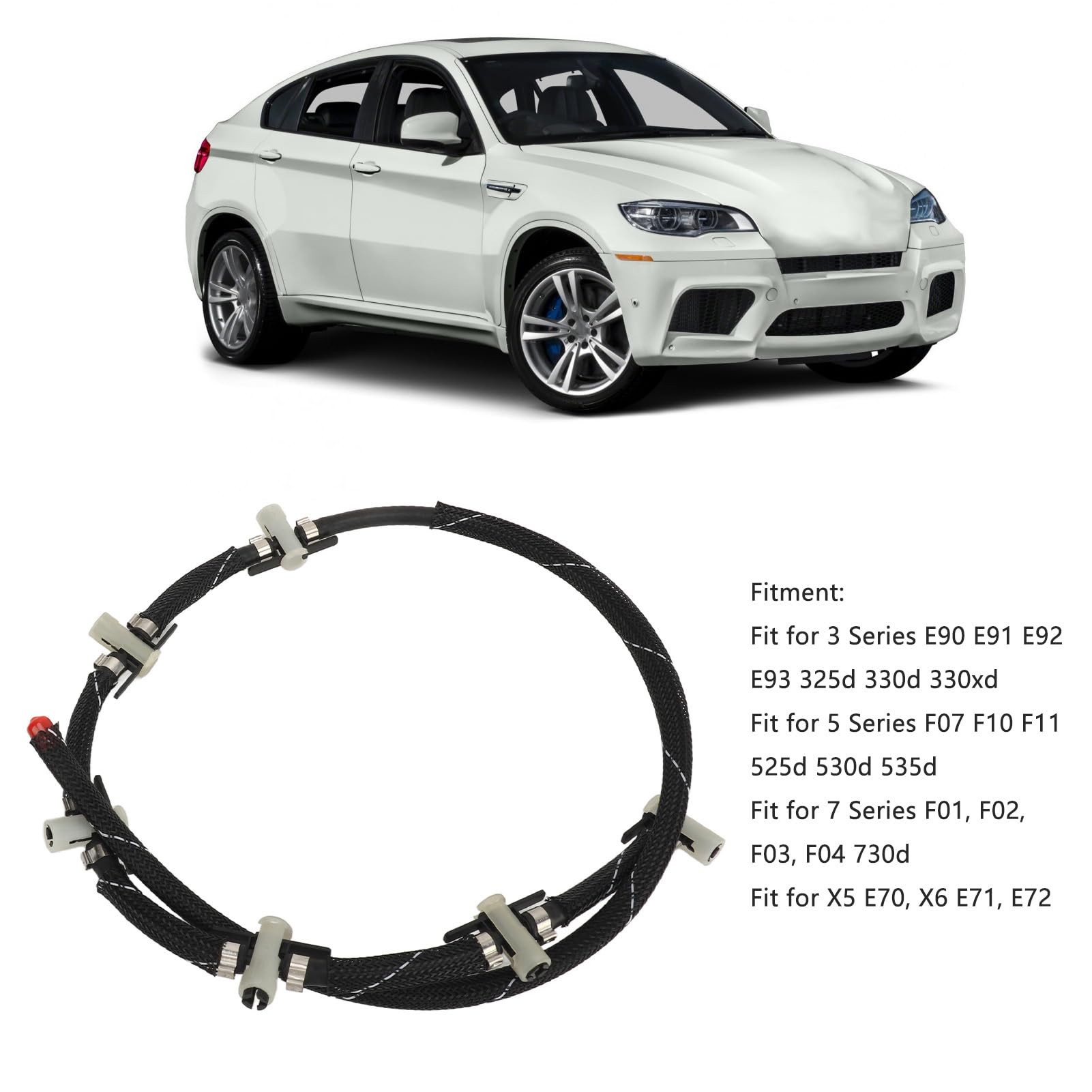 Tubo di Ritorno Dell'iniettore, Tubo di Troppo Pieno di Ritorno Dell'iniettore di Carburante 13537799993 A Prova di Perdite Adatto per E90 E91 E92 E93 325d 330d 330xd F07 F10 F11