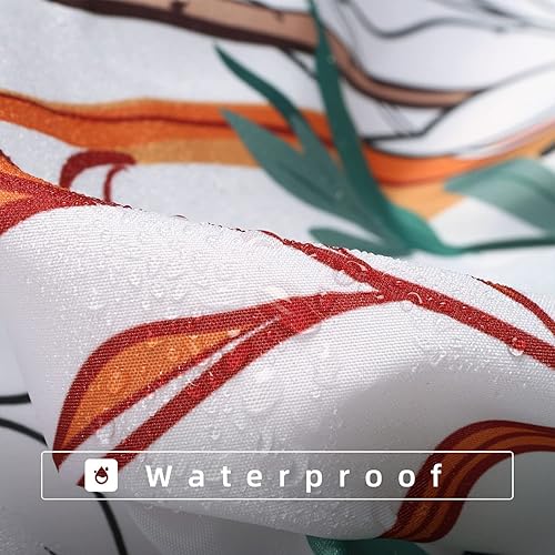 Miniatura 3 de ROCK CLOUD Juego de cortinas de baño de tela con 12 ganchos, diseño de hojas botánicas decorativas, lavable a máquina, 72 x 72 pulgadas