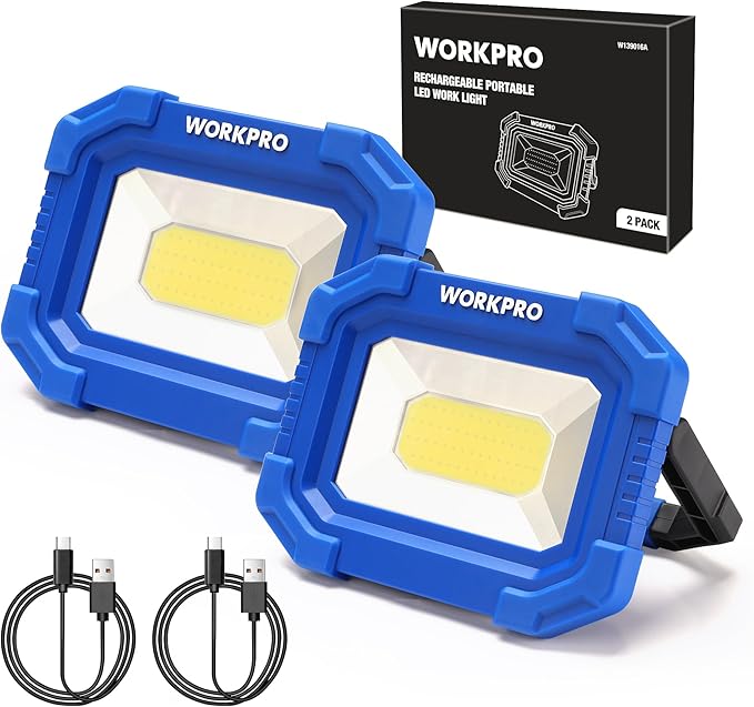 WORKPRO LED Work Light, Rechargeable Magnetic Work Lights with Stand