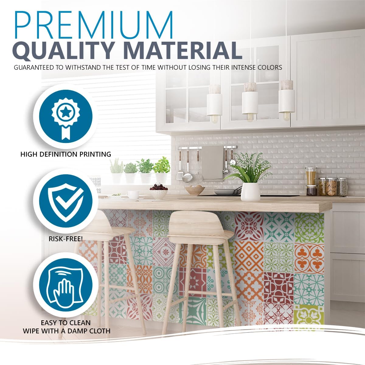 Backsplash Bathroom Décor Tiles by Mi Alma– 24-Piece Talavera Tile Stickers Peel and Stick Easy Application Ideal for Bathroom, Kitchen Wall Tile Decals – 4x4 (Soft Colored)