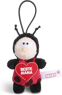 NICI 44858 - Colgante de Mariquita con Texto en alemán Beste Mama 8cm mit Loop, Color Rojo/Negro
