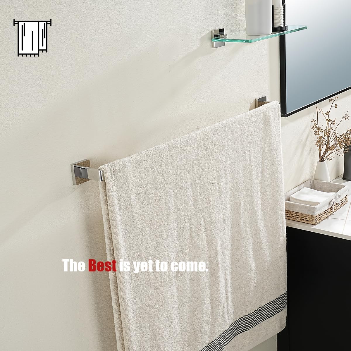 JQK Polished Towel Bar, Rounded Edges 32.36 Inch Towel Rack, 304 Stainless Steel Bathroom Wall Mount, Useable Length 30 Inch, TB250L30-CH