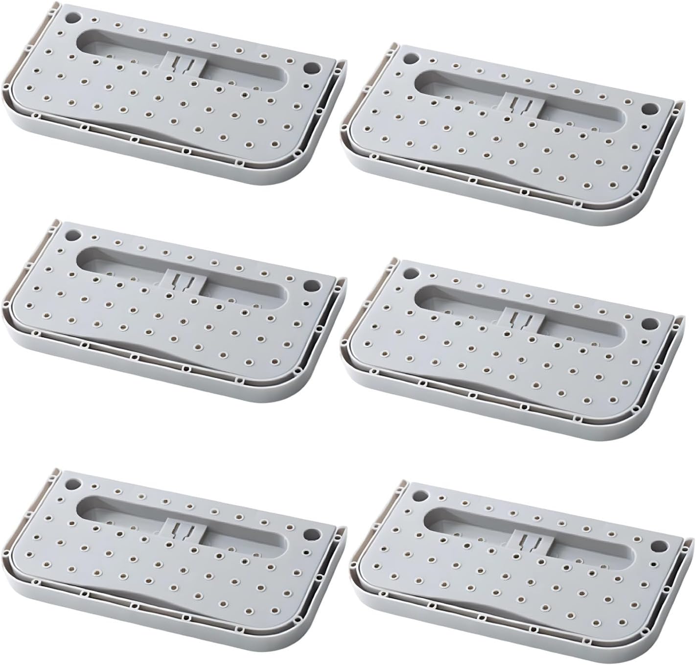 6 Pcs Slippers Rack, Wall Mounted, Gray Plastic, No Drilling Design, Adhesive Strips Included, Home And Bathroom Storage