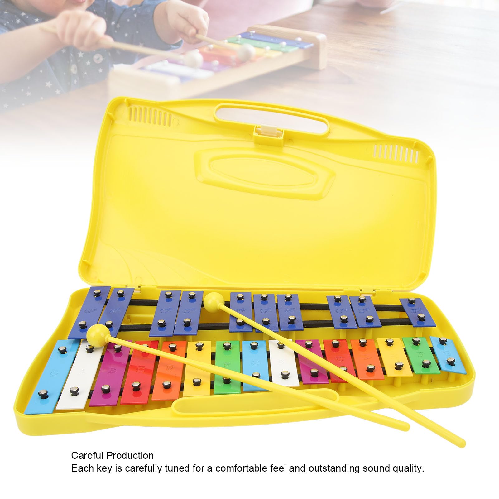Xilofono Professionale, Xilofono Portatile con Chiave in Metallo, Alluminio Colorato, Durevole, Eccellente qualità di Intonazione, con Scatola Gialla per la Scuola