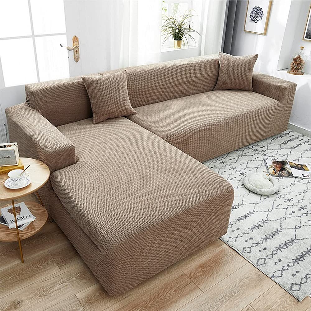 Housse canapé d'angle en polaire extensible pour salon chic
