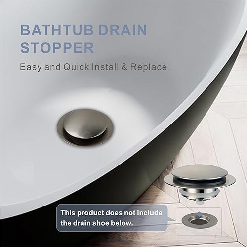 Miniatura 3 de Tapón de drenaje cepillado para bañera, desagüe universal desplegable para bañera, tapón de drenaje de bañera con punta Hidrop, conjunto de kit de