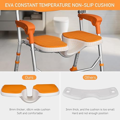 Miniatura 6 de WellSync Silla de ducha para ducha interior con pies antideslizantes, asiento de ducha para lavado privado, silla de ducha de 5 niveles de altura