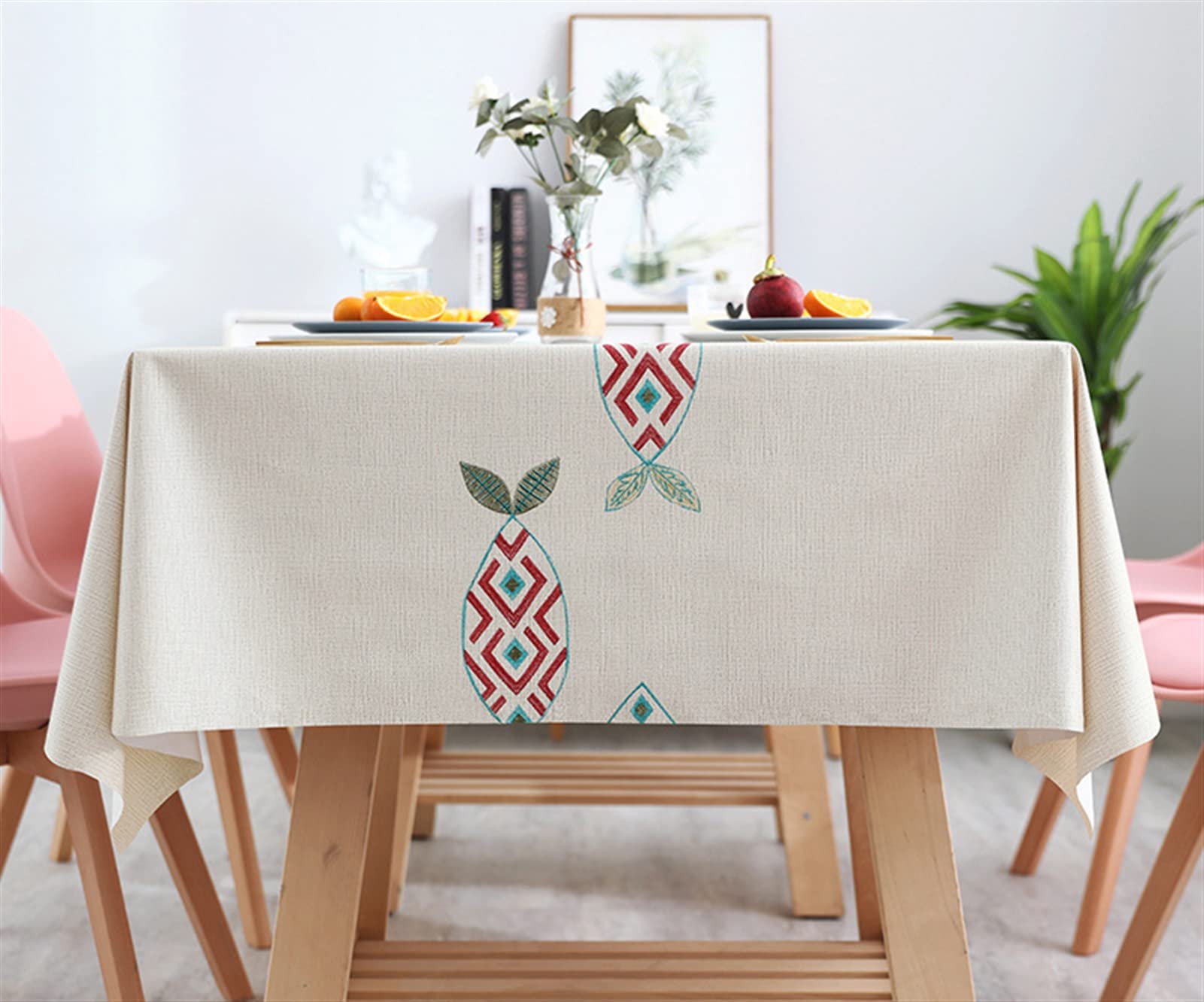 Nappe imperméable en PVC avec chemin de table imprimé, nappe lavable pour intérieur et extérieur, terrasse, cuisine et salle à manger, 137,2 x 215,9 cm, style 8