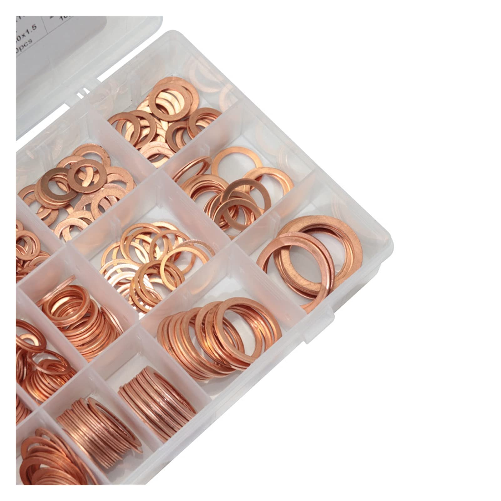 Wshao Store 395pcs M4-M26 Surtido Conjunto de Juntas de arandela de Cobre Juego de Surtido de Anillo Plano con Caja para Accesorios de Hardware
