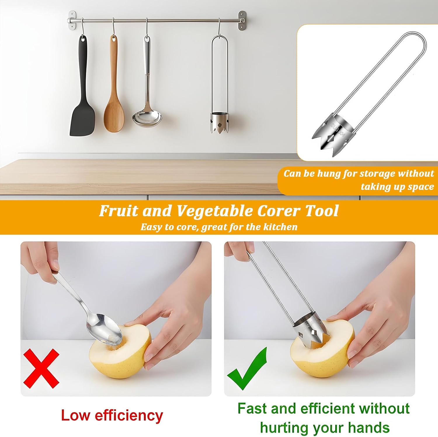 2PCS Bell Pepper Corer Pepper Seed Corer Remover 2 in 1,Silver