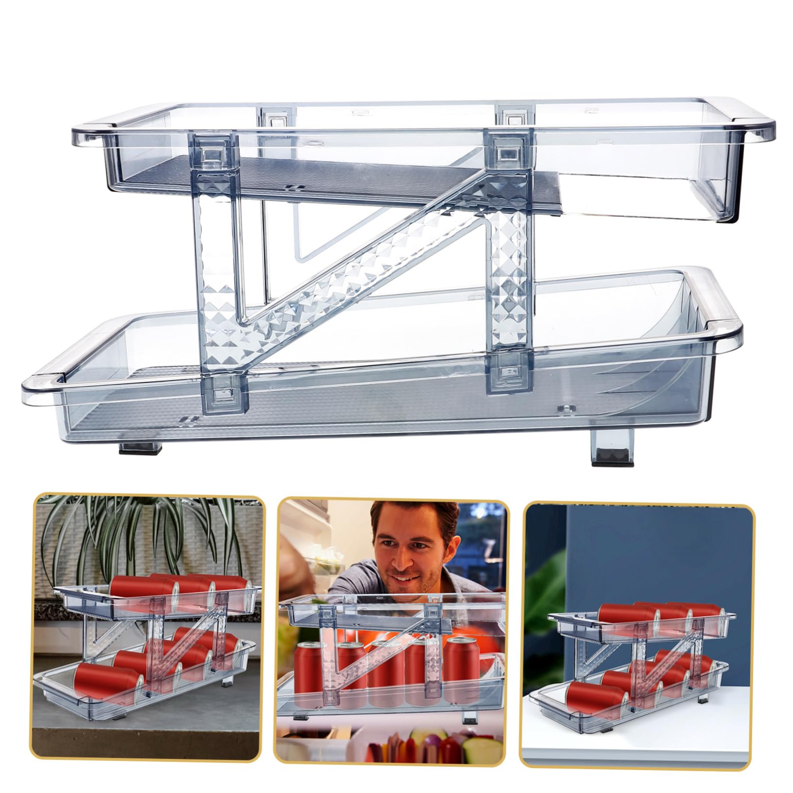 FUNOMOCYA Soda Holder for Fridge Beer Wine Organizer Rack Refrigerator Beverage Holder Can Storage Bin