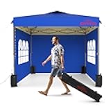 Benass 10x10 Pop Up Canopy Tent with Sidewalls, Easy Up, Heavy Duty, Blue, Perfect for Parties, Camping, Events & Vendor