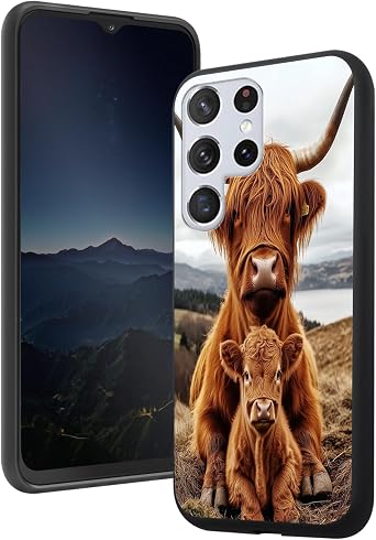 for Samsung Galaxy S25 Ultra Case Slim Thin Flexible Scratch Resistant Soft TPU Bumper Lightweight Shockproof Protective Phone Case for Samsung S25 Ultra,Cute Highland Cow Family