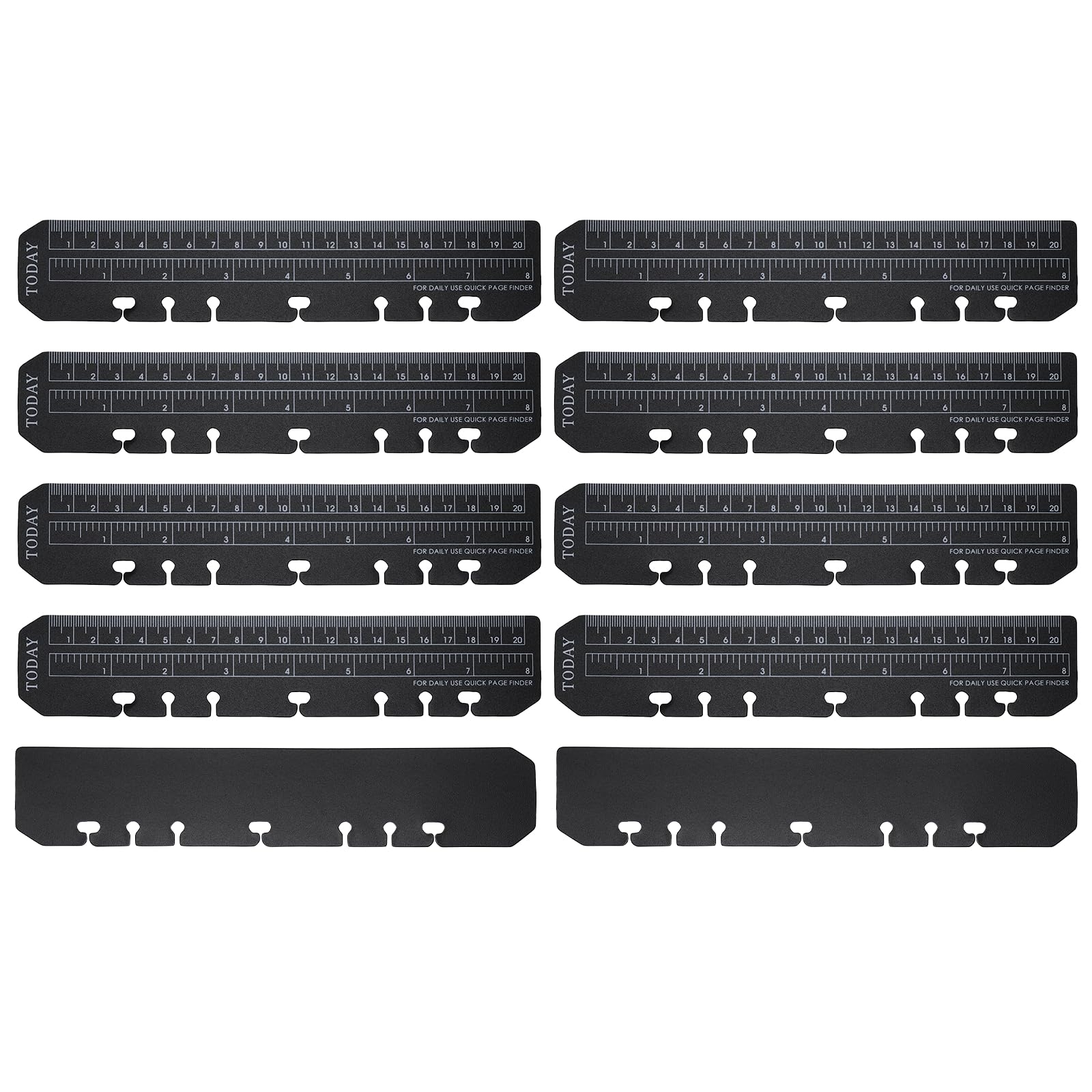 PATIKIL Page Marker Ruler, 15 Pcs A5 6 Holes Bookmark Ruler, Plastic Today Page Marker Binder Divider Pagefinder for Binder Notebook Journal Magazine Planners, Black