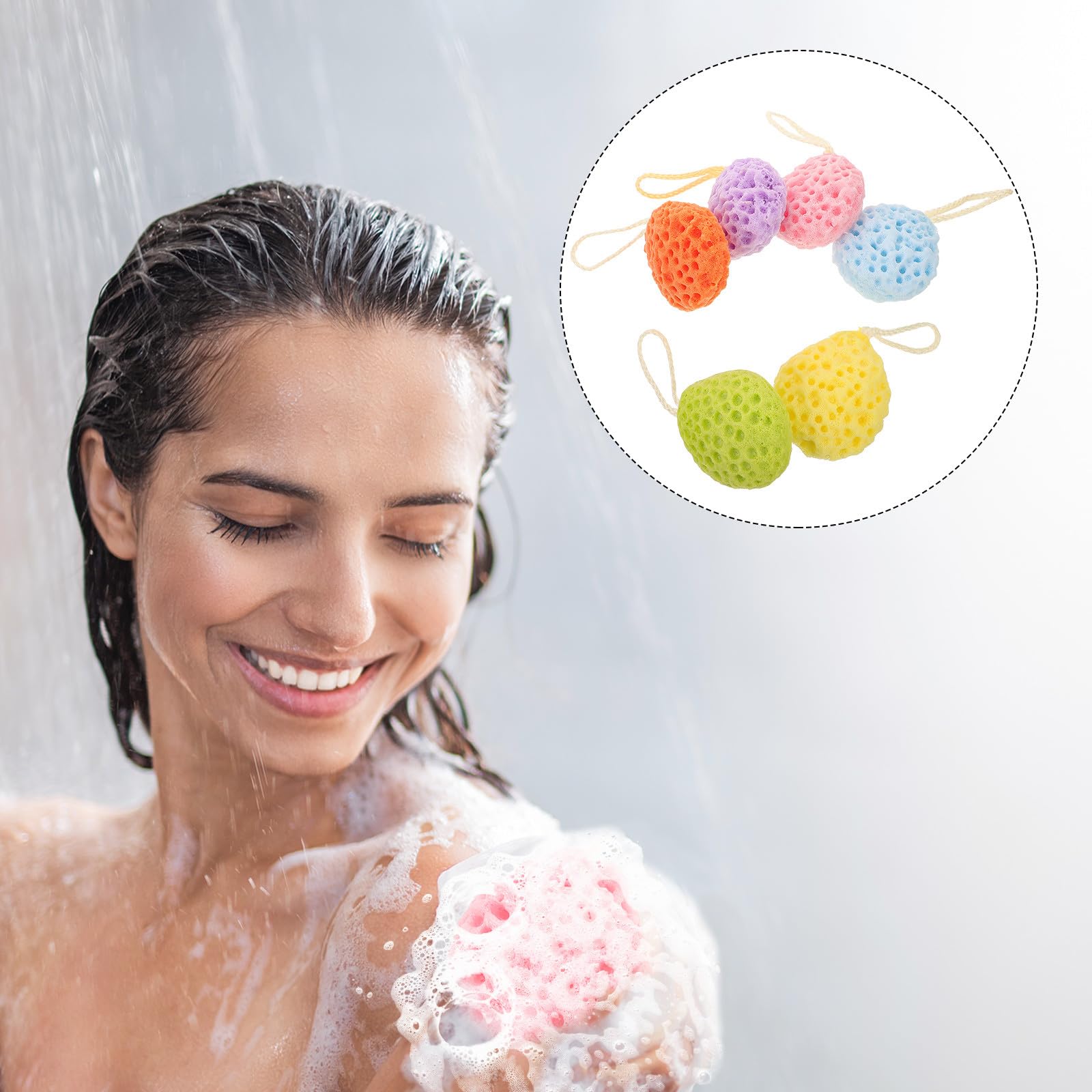 minkissy 36 Szt. Szt Wielokrotnego Użytku Gąbek Do Kąpieli z Miodową Strukturą Miodu Peelingujący Myjka Do Ciała z Zawieszką Gąbkowy Scrubber dla Skóry Gładkiej i Odświeżonej