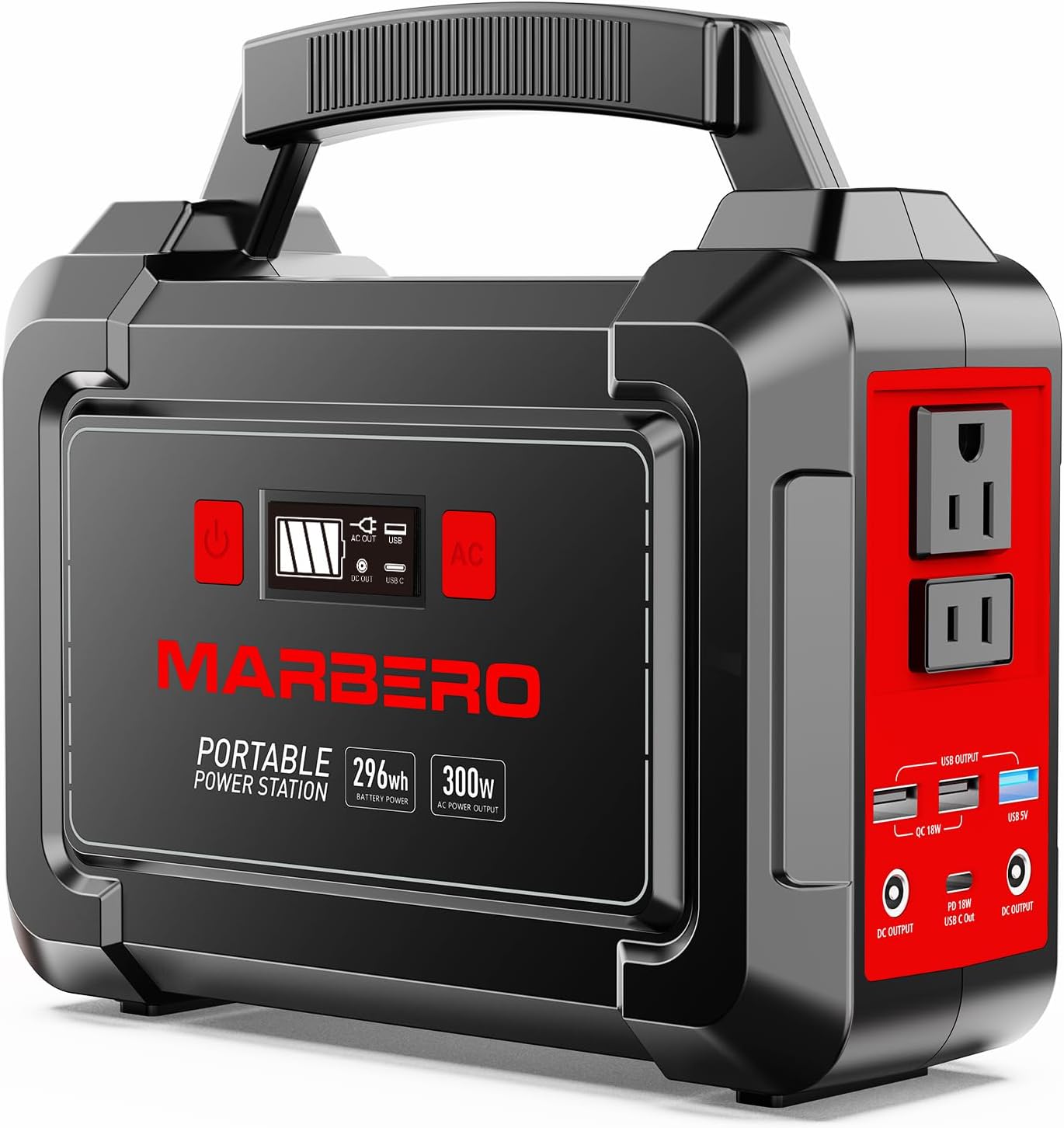 MARBEROPortable Power Station 296Wh Camping Solar Generator Laptop Charger Power Bank with AC Outlet 110V 350W Peak with Multi-Port LED Flashlights for CPAP Home Camping Hurricane Emergency