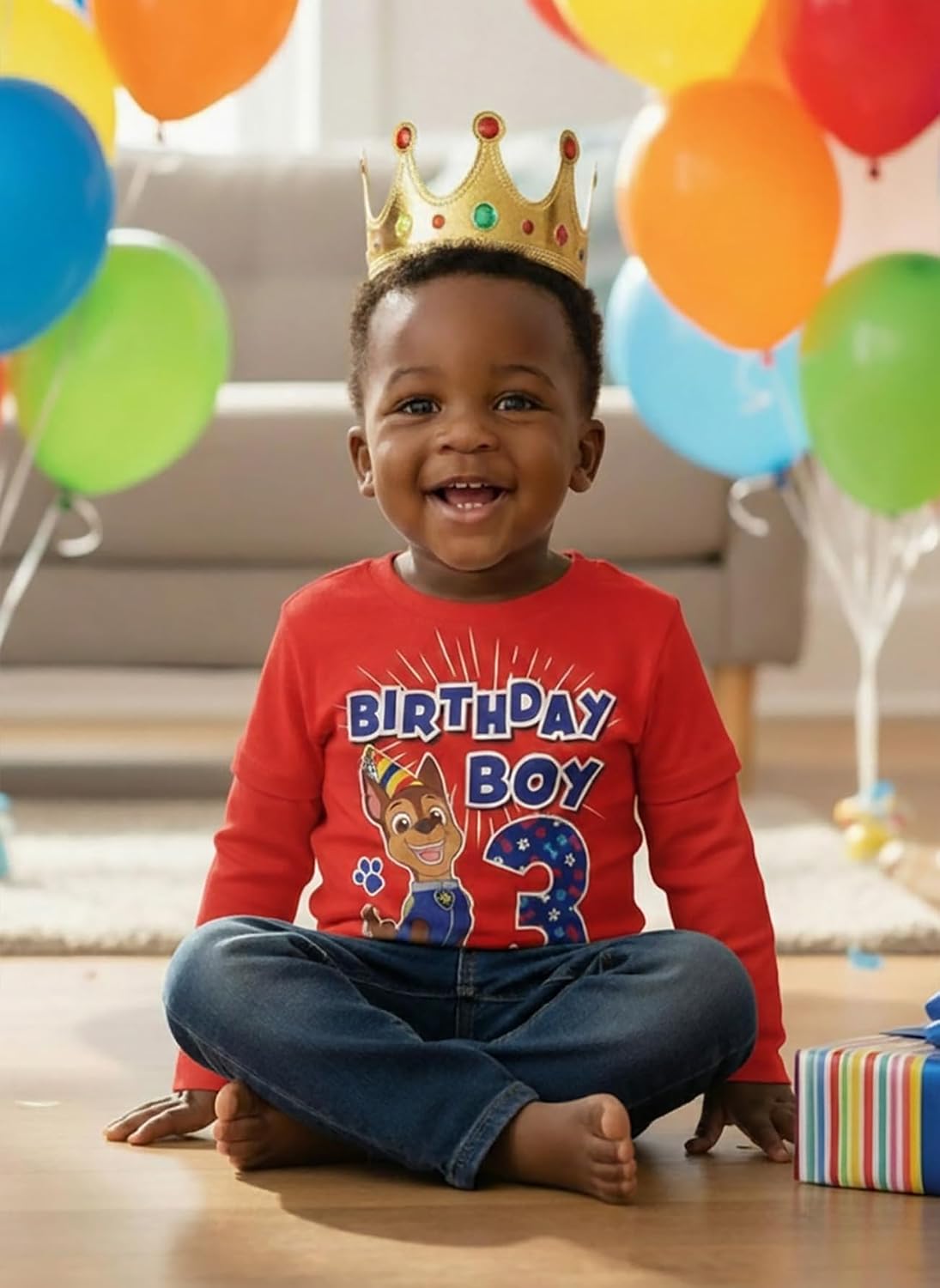 Toddler Boys Paw Patrol Chase 3rd Birthday Long Sleeve Shirt - Gift Tee for 3 Year Old Boys