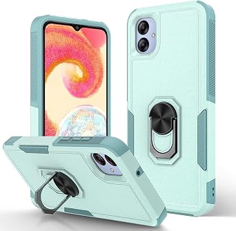 for Samsung Galaxy A04e Case,Dual Layer Shockproof Magnetic Kickstand Phone Case with Rotatable Ring Holder Green