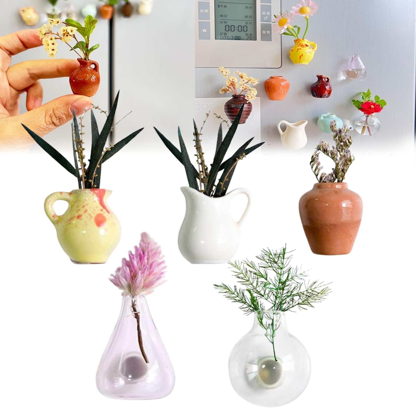 【美品】FRANZ スイートピー　花瓶 Amazon.co.jp: ミニ花瓶マグネット5個、ミニセラミック花瓶