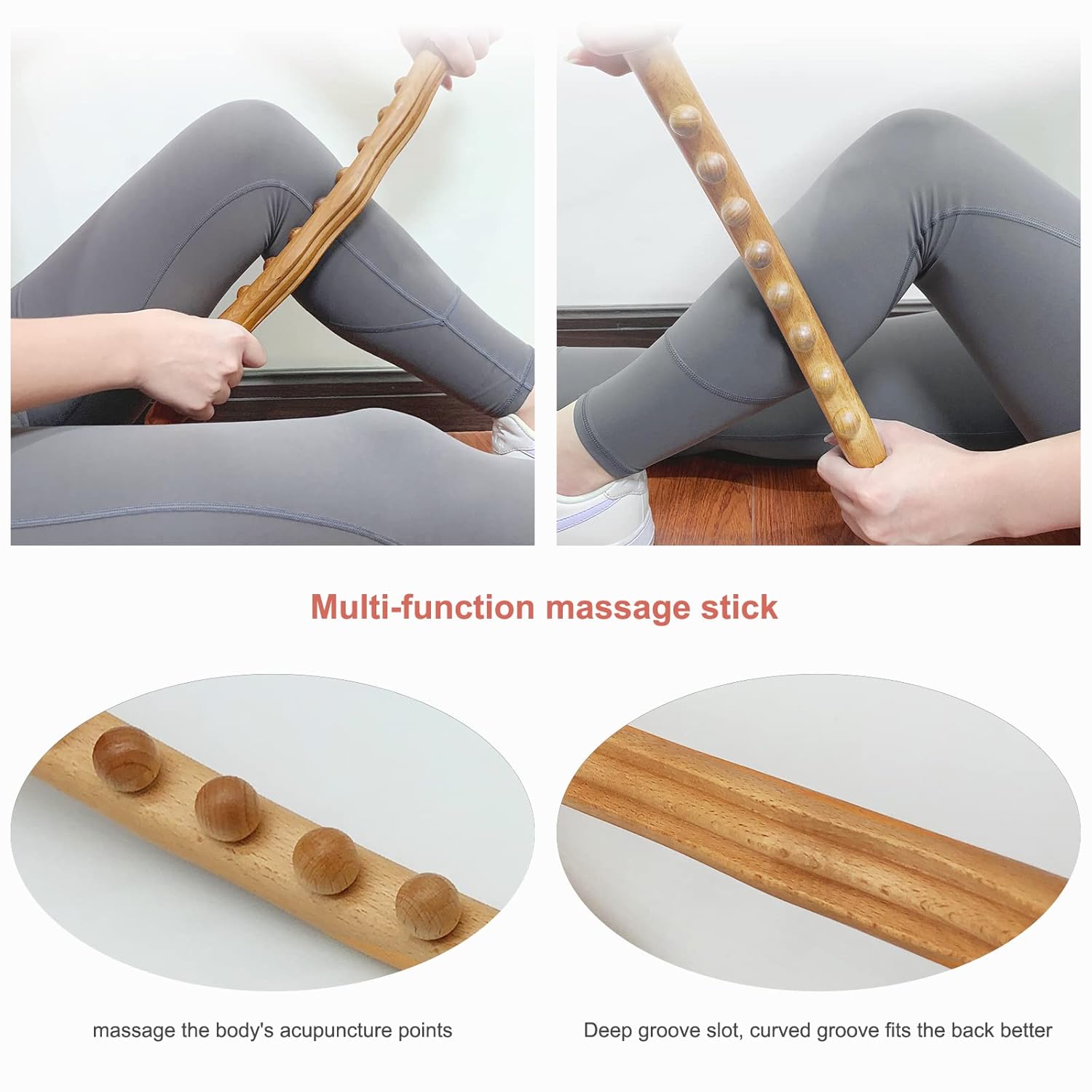 Fatbeemall Wooden Therapy Roller Tools Professional Body Massager (16.53 in) Manual Body Back Massager Relieve Muscle Soreness (8 Roller) Fatbeemall Wooden Therapy Roller Tools Professional Body Massager (16.53 in) Manual Body Back Massager Relieve Muscle Soreness (8 Roller)