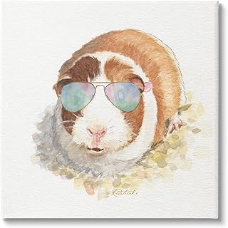 Stupell Industries Happy Guinea Pig Wearing Sunglasses Cheerful Watercolor Detail Canvas Wall Art, Design By Jennifer Redstreake