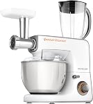 Mélangeur sur socle Sencor STM3700WH 10 vitesses multi-fonction tout-en-un, robot culinaire, mélangeur, hachoir à viande, râpe avec 18 accessoires spécialisés, blanc