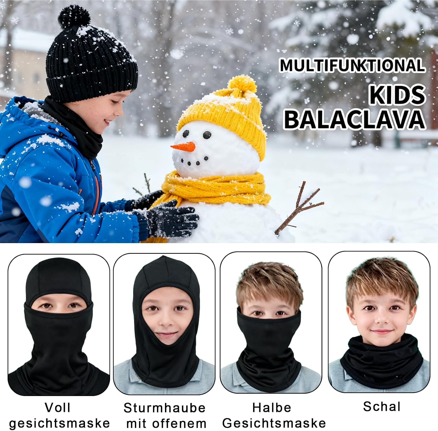 Dziecięca kominiarka Balaclava zimowa, wiatroszczelna, ciepła maska narciarska, dla chłopców i dziewczynek, elastyczna maska na twarz do aktywności na świeżym powietrzu, na rower, do